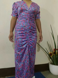 Elegant Ruched Floral Maxi Dress