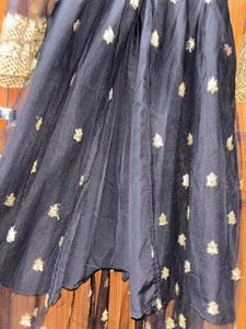 🌸Elegant Black &amp; Gold Embroidered Dress