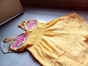 forever21 Embroidered Yellow Summer playsuit