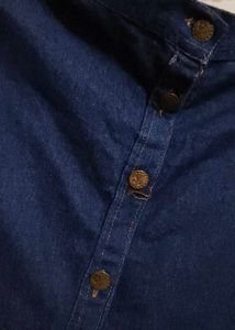 Classic Blue Denim Button-Front Skirt