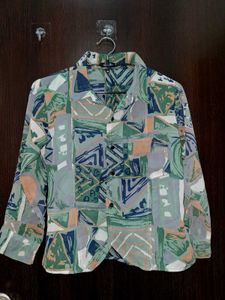 Abstract Print Button-Up Formal Shirt