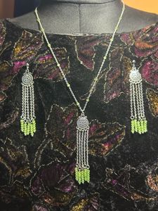 Green Beaded Necklace &amp; Earring Set