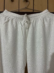 White Chikankari Palazzo Pants