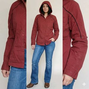 Womens Hooded Button-Up Shirt