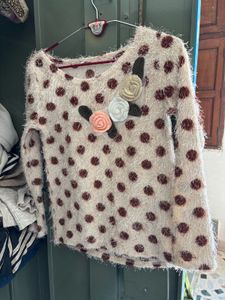 Cute Polka Dot Floral Sweater