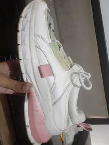 Stylish White &amp; Gold Chunky Sneakers