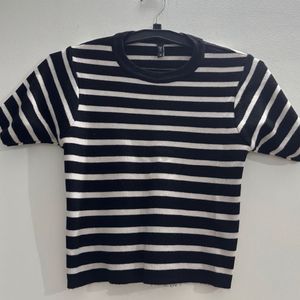 Striped Cropped Knit Top