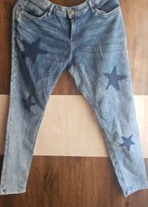 Blue Star Print Denim Jeans