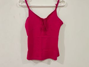 Y2K Hot Pink Tie-Front Cami Top