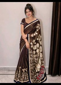 Beautiful Brown Saree with Blouses