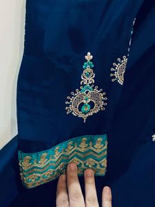Elegant Navy Kurta Set with Teal Dupatta