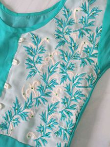 Teal Embroidered Kurta