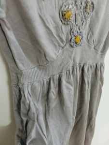 Gray Embellished Short Sleeve Dress
