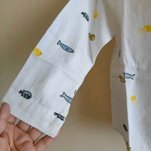 Cute Fish Print Long Sleeve Shirt for Kids