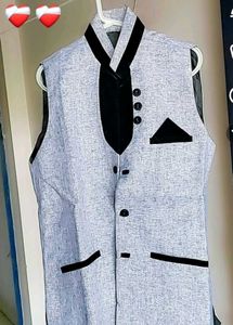 Men's Grey Linen Vest