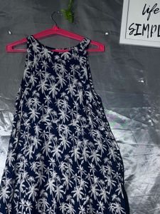 Navy Blue Palm Tree Dress