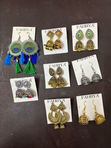 Assorted Jhumka Earrings Set Of 8