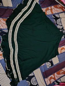 Elegant Green Ethnic Skirt with Silver Border