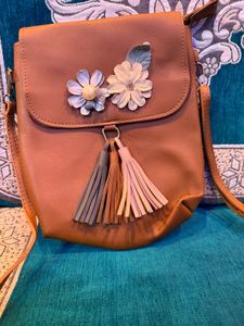 Brown Floral Crossbody Bag