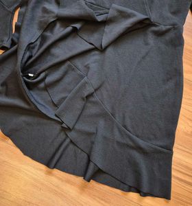 Athena chic Black Ruffle Dress with Bell Sleeves