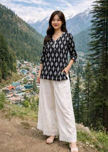Elegant Black & White Kurta