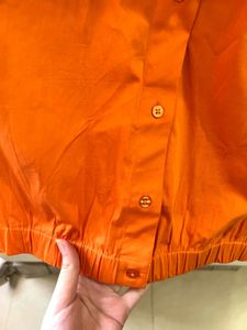 Forever 21 Orange Crop Button Up Shirt