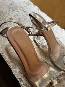 Silver Heels with Bow Detail