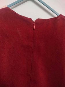 Burgundy Top with Color Block Details