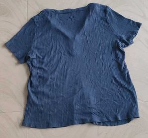 Blue Ribbed Pajama Set