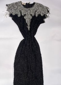 Elegant Beaded Black Evening Dress