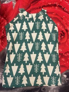 Green Christmas Tree Print Sleeveless Top