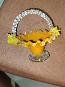 Vintage Amber Glass Basket