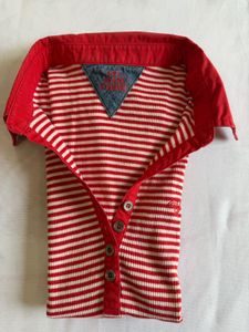 Red Striped Polo Top