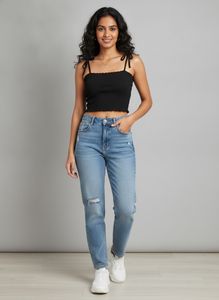 Shein Black Ribbed Crop Top