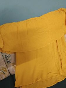 Yellow Off-Shoulder Embroidered Top