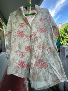 Floral Print Collared Shirt and longpant