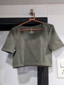 Olive Green Cropped Top