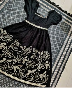 Elegant Black Embroidered Gown