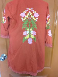 Vibrant Orange Embroidered Coord Set