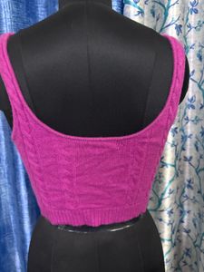 Embroidered Cable Knit Crop Top