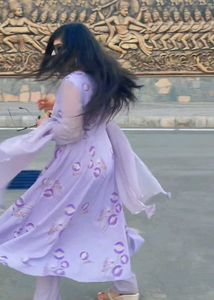 beautiful lavender anarkali suit with dupatta and