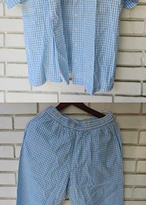 Cute Blue Gingham Pajama Set