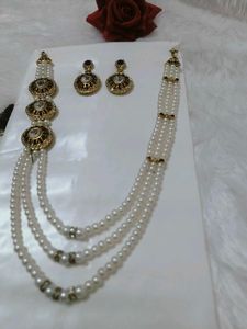 Elegant Pearl and Stone Jewellery Set