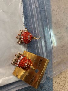 Sparkling orange yellow beads  Jhumka Earrings