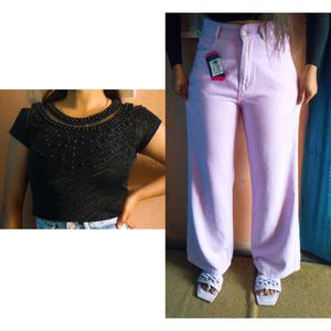 ❤️Black pearl Fancy Top &amp; Unique Jeans Set❤️