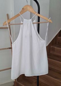 ZARA Chic White Halter Neck Tank Top