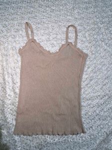 Ribbed Camisole with Lace Trim