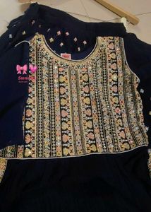 Elegant Navy Blue  lehnga kurti