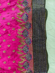 Pink Embroidered Kurta/ Churidar Top + shawl