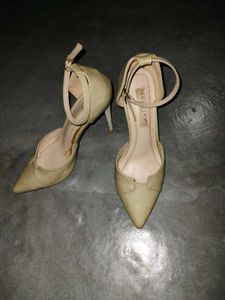 Elegant Beige olive nude Ankle Strap Heels